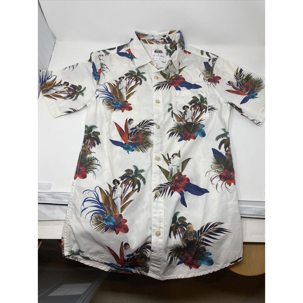 Star Wars Hawaiian Button Up Dress shirt On the Byas PRINCESS LEIA Chewbacca